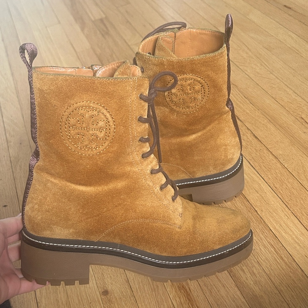 Tory Burch Miller 50MM Lug Sole Bootie in Rhum/Port Suede